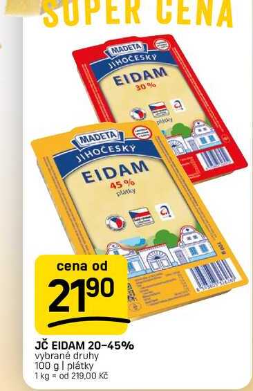 JČ EIDAM 20-45% vybrané druhy 100 g | plátky
