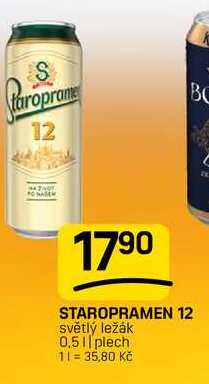 STAROPRAMEN 12 světlý ležák 0,51 plech
