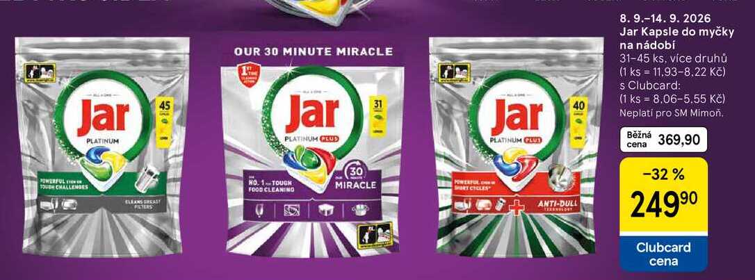 Jar Kapsle do myčky na nádobí, 31-45 ks, více druhů Tesco