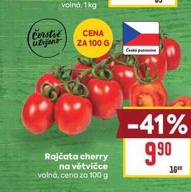 Rajčata cherry na větvičce volná, cena za 100 g