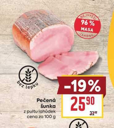 Pečená šunka z pultu lahůdek cena za 100 g