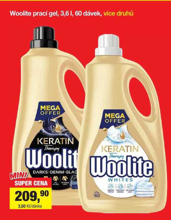 Woolite prací gel, 3,6 1, 60 dávek Šlak