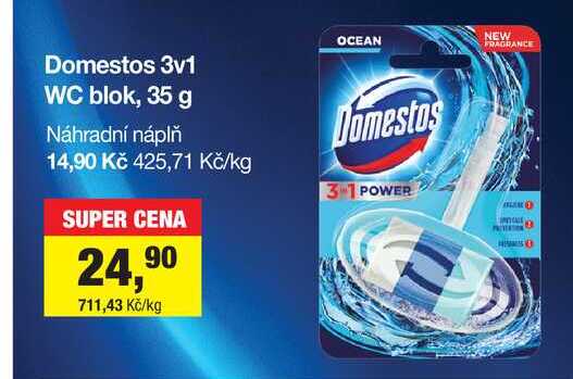 Domestos 3v1 WC blok, 35 g Šlak