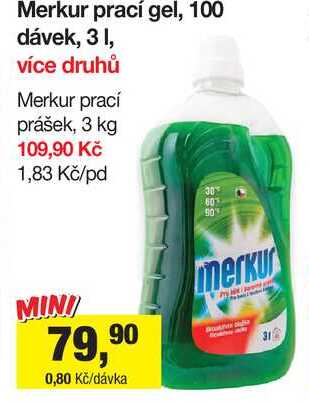 Merkur prací gel, 100 dávek, 3 l Šlak