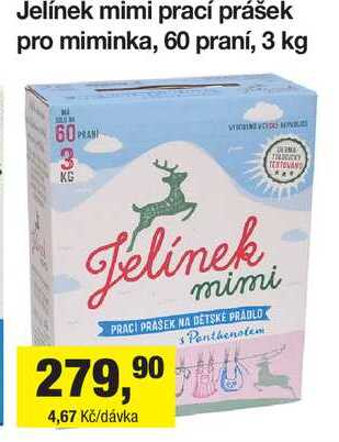 Jelínek mimi prací prášek pro miminka, 60 praní, 3 kg