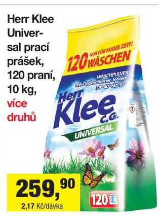 Herr Klee Universal prací prášek 120 praní, 10 kg