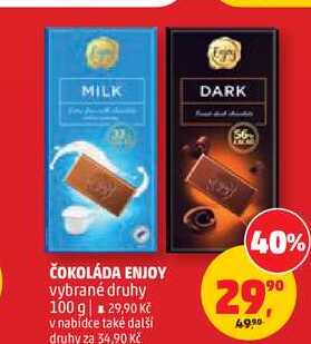 ČOKOLÁDA ENJOY vybrané druhy, 100 g