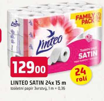 Linteo toaletní papír 3vrstvý, 24 rolí Trefa