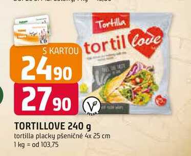 TORTILLOVE 240 g tortilla placky pšeničné 4x 25 cm