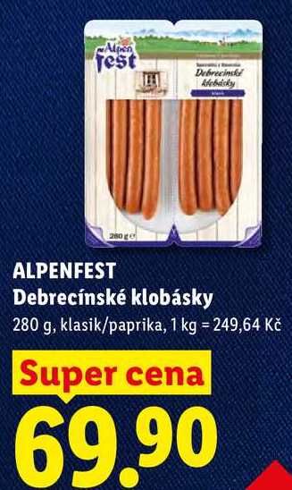 ALPENFEST Debrecínské klobásky, 280 g