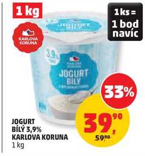 JOGURT BÍLÝ 3,9% KARLOVA KORUNA, 1 kg