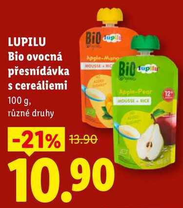 LUPILU Bio ovocná přesnídávka s cereáliemi, 100 g Lidl