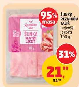 ŠUNKA ŘEZNÍKŮV TALÍŘ nejvyšší jakosti, 100 g