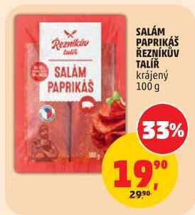 SALÁM PAPRIKÁŠ ŘEZNÍKŮV TALÍŘ krájený, 100 g
