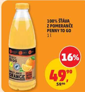 100% ŠŤÁVA Z POMERANČE PENNY TO GO, 1 l