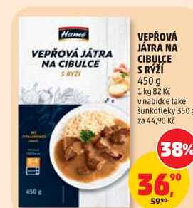 VEPŘOVÁ JÁTRA NA CIBULCE S RÝŽÍ, 450 g  