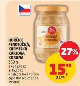 HOŘČICE PLNOTUČNÁ, KREMŽSKÁ KARLOVA KORUNA, 350 g
