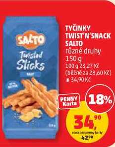 TYČINKY TWIST'N'SNACK SALTO různé druhy, 150 g 