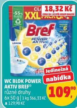 WC BLOK POWER AKTIV BREF různé druhy, 6x 50 g