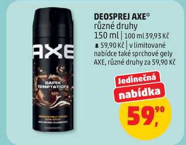 DEOSPREJ AXE různé druhy, 150 ml
