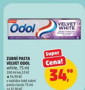 ZUBNÍ PASTA VELVET ODOL white, 75 ml Penny Market