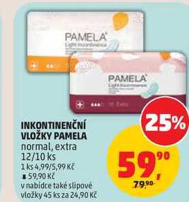 INKONTINENČNÍ VLOŽKY PAMELA normal, extra, 12/10 ks 