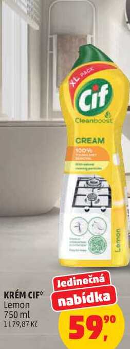 Cif Cream Lemon krémový abrazivní čistící přípravek, 750 ml
