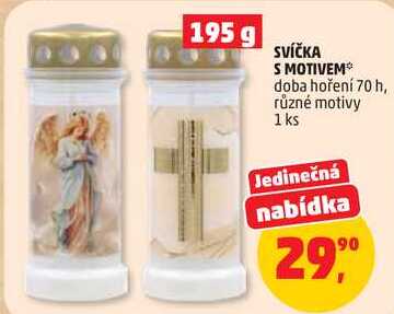 SVÍČKA S MOTIVEM doba hoření 70 h, různé motivy, 1 ks Penny Market