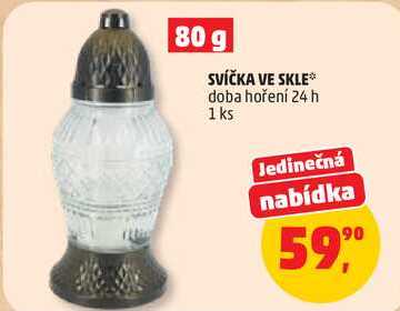 SVÍČKA VE SKLE doba hoření 24 h, 1 ks Penny Market