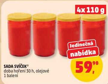SADA SVÍČEK doba hoření 30 h, olejové, 1 balení