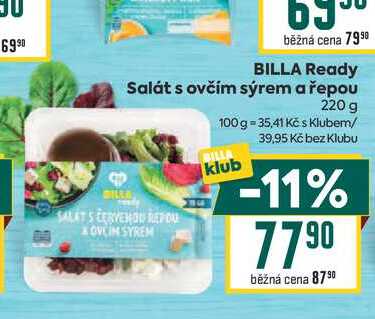 BILLA Ready Salát s ovčím sýrem a řepou 220 g