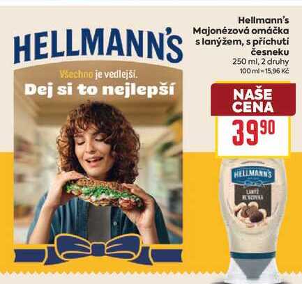Hellmann's Majonézová omáčka s lanýžem, s příchuti česneku 250 ml