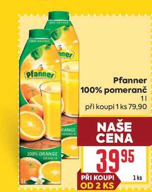 Pfanner 100% pomeranč 1l