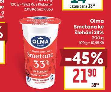 Olma Smetana ke šlehání 33% 200 g