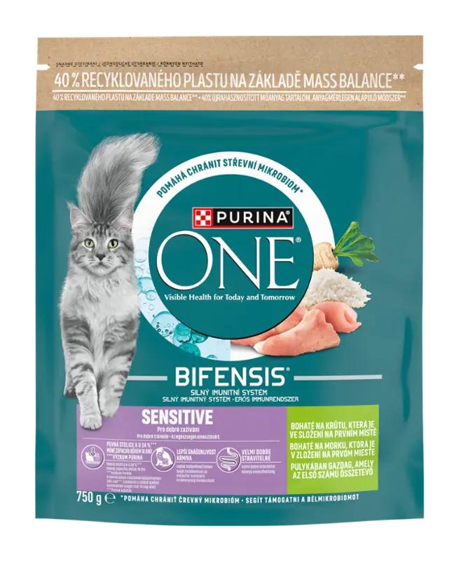 Purina One Granule pro kočky Sensitive krůta a rýže, 750 g