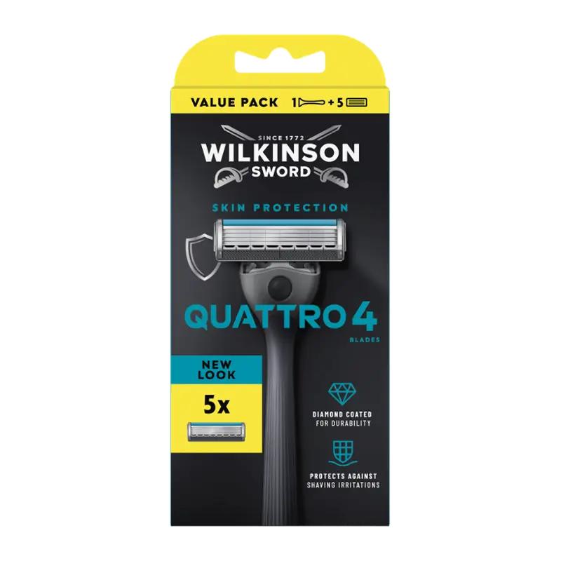 Wilkinson Holicí strojek pro muže Quattro + 5 náhradních hlavic, 1 ks