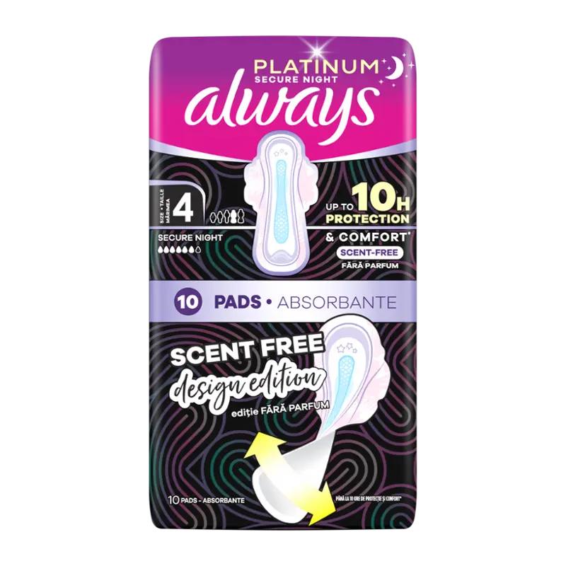 Always Hygienické vložky Platinum Secure Night s křidélky vel. 4, 10 ks