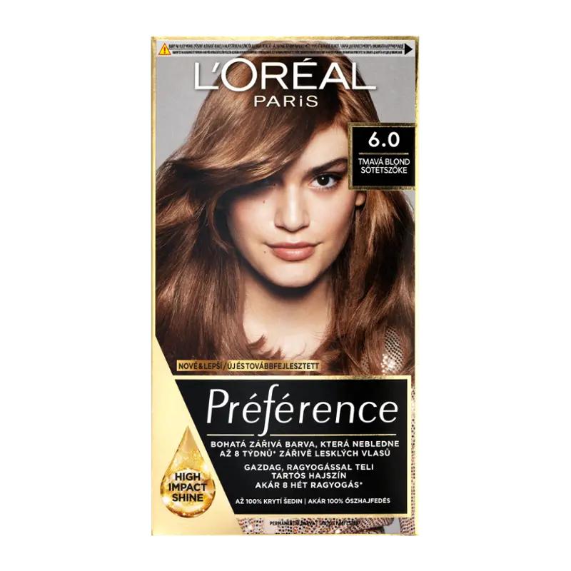 L'Oréal Barva na vlasy Préférence 6.0 tmavá blond, 1 ks ROSSMANN