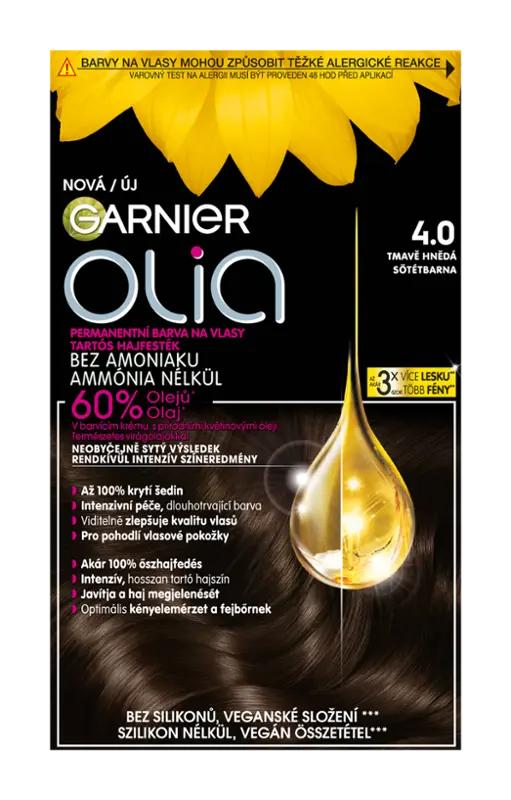 Garnier Permanentní barva na vlasy Olia bez amoniaku 4.0 tmavě hnědá, 1 ks ROSSMANN