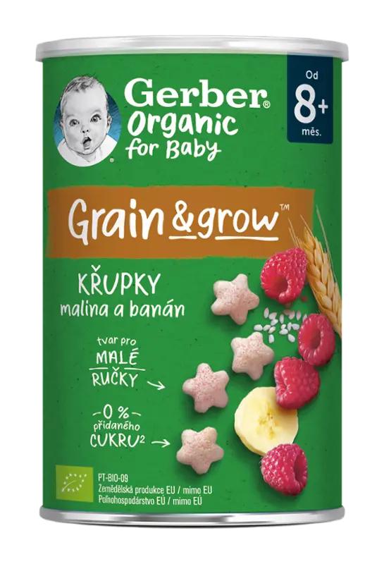 Gerber Organic křupky s malinami a banánem, 35 g ROSSMANN