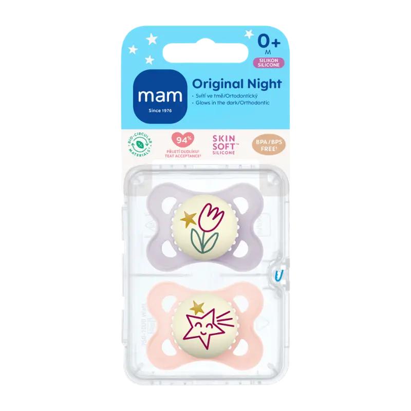 MAM Dudlík Original Night 0+ měs. fialový/růžový, 2 ks