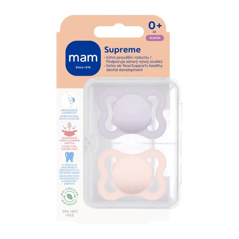 MAM Dudlík Supreme 0+ měs. fialový/růžový, 2 ks