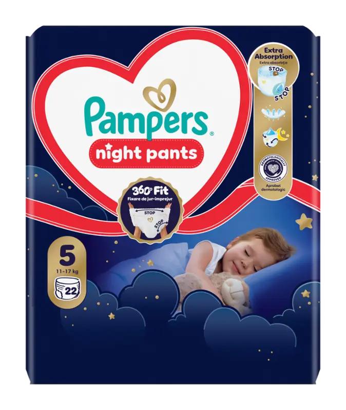 Pampers Plenkové kalhotky Night Pants, 12–17 kg, vel. 5, 22 ks