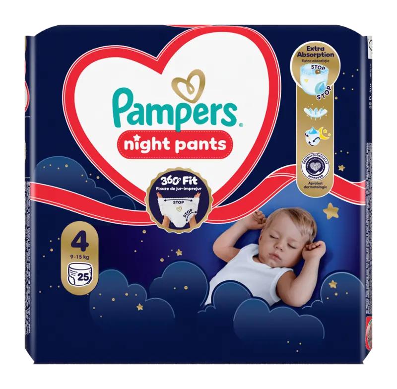 Pampers Plenkové kalhotky Night Pants, 9–15 kg, vel. 4, 25 ks