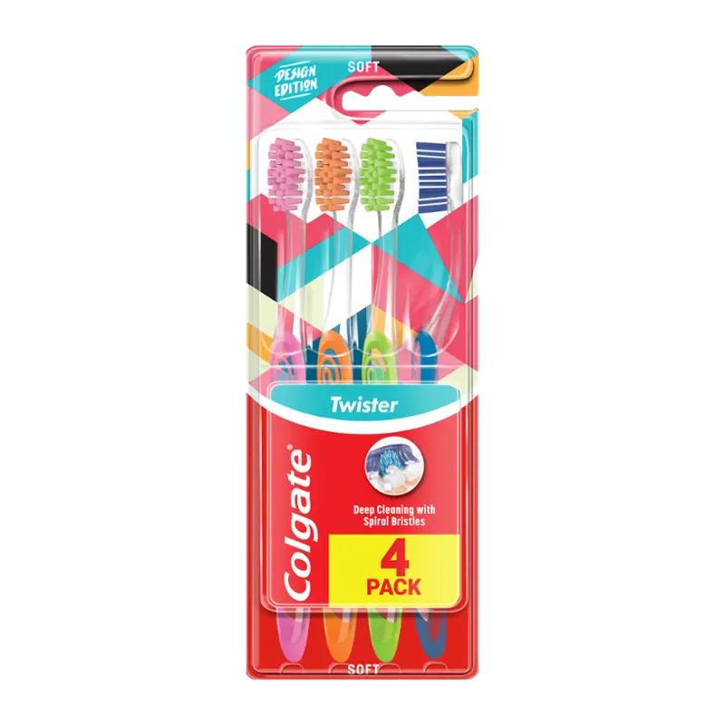 Colgate Zubní kartáčky Twister Soft Design Edition 4 ks, 4 ks