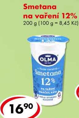 Smetana na vaření 12%, 200 g