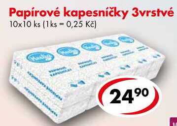 Papírové kapesníčky 3vrstvé, 10x10 ks CBA