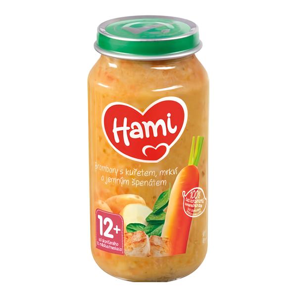 Hami Brambory s kuřetem, mrkví a jemným špenátem 12m+ Košík.cz