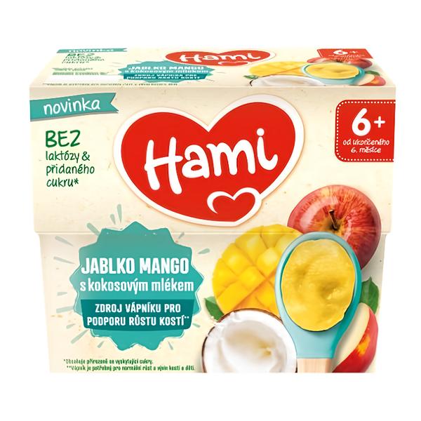 Hami Ovocný příkrm Jablko mango s kokosovým mlékem (4x 95 g) Košík.cz