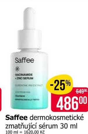 Saffee dermokosmetické zmatňující sérum 30 ml Teta drogerie